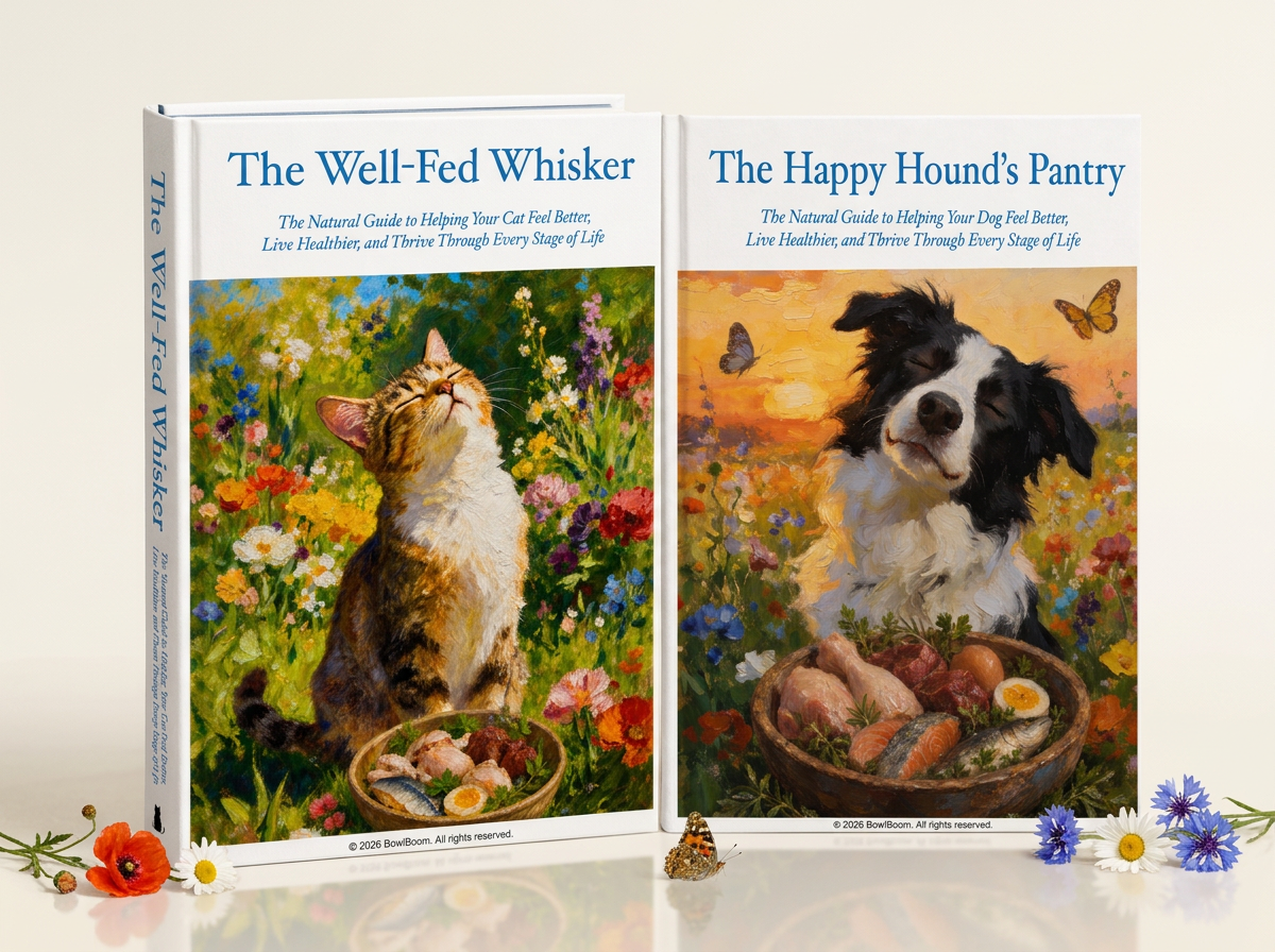 The Well-Fed Whisker and The Happy Hound's Pantry displayed together as the complete BowlBloom digital collection